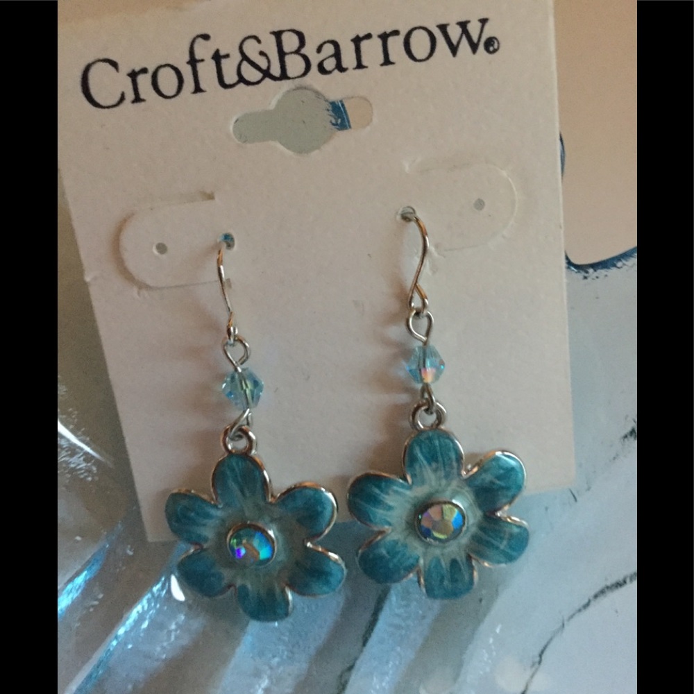 Aqua Blue Flower Earrings